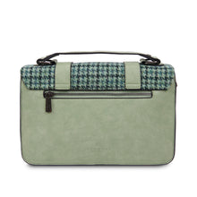 Load image into Gallery viewer, Harris Tweed Large Satchel Bag Green Dogtooth Zipped Pockets
