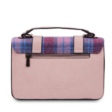 Load image into Gallery viewer, Harris Tweed Large Satchel Bag Pink Blue Tartan Zipped Pockets
