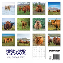 Load image into Gallery viewer, Highland Cows Calendar 2027 Wall Planner Organiser Scottish Cattle Animals
