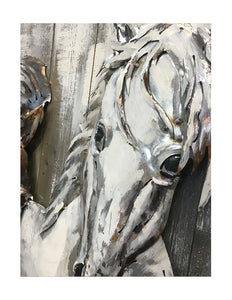 Exquisite 3D Metal Wall Art - Trio of Galloping Horses - Wood