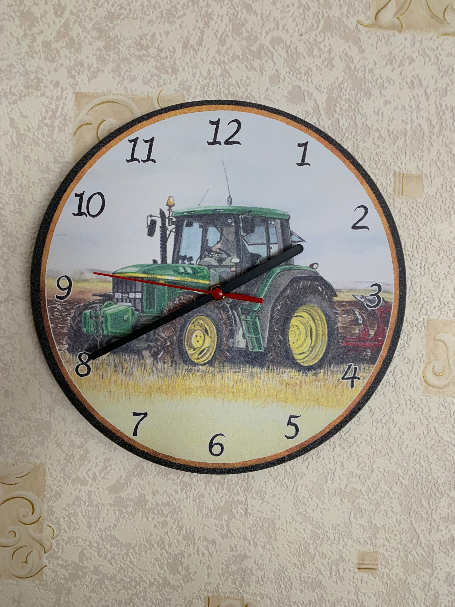John Deere Tractor Side Wall Clock - 12.75 Inch Round Licensed Farm Decor With Quartz Movement