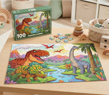 Load image into Gallery viewer, Jurassic Journey Jigsaw Puzzle Art 100 Pieces Animals Children Kids Christmas
