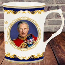 Load image into Gallery viewer, King Charles III Mug His Majesty Coronation May 6th 2023 Fine China Can Shape
