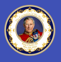 Load image into Gallery viewer, King Charles III Plate Round 11.5cm His Majesty Coronation May 6th 2023
