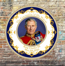 Load image into Gallery viewer, King Charles III Plate Round 11.5cm His Majesty Coronation May 6th 2023
