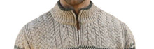Load image into Gallery viewer, Men’s Sweater Half Zip Jacquard Celtic Oatmeal 100% Donegal Wool Irish Knitwear

