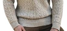 Load image into Gallery viewer, Men’s Sweater Half Zip Jacquard Celtic Oatmeal 100% Donegal Wool Irish Knitwear
