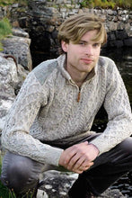 Load image into Gallery viewer, Mens Aran Sweater Oatmeal 100% Merino Wool Knitted Irish Traditional Gift
