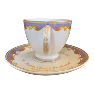 Her Majesty Queen Elizabeth II Commemorative Teacup and Saucer Fine Bone China UK Royalty Gift