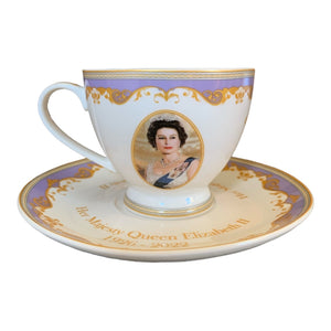 Her Majesty Queen Elizabeth II Commemorative Teacup and Saucer Fine Bone China UK Royalty Gift