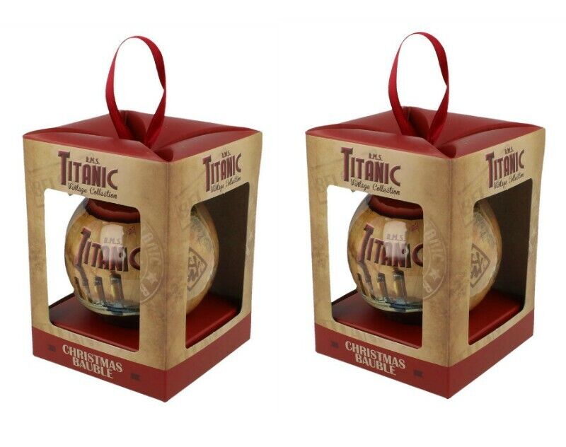 RMS Titanic 1912 Christmas Bauble Decorations Set of 2 Vintage Collection Gift