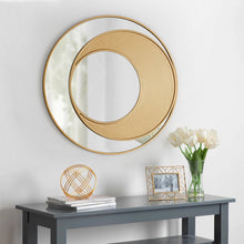Load image into Gallery viewer, Round Mirror 60cm Wall Hanging Gold Edge Half Moon Hallway Bathroom Bedroom
