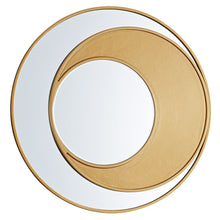 Load image into Gallery viewer, Round Mirror 60cm Wall Hanging Gold Edge Half Moon Hallway Bathroom Bedroom
