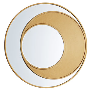 Round Mirror 60cm Wall Hanging Gold Edge Half Moon Hallway Bathroom Bedroom