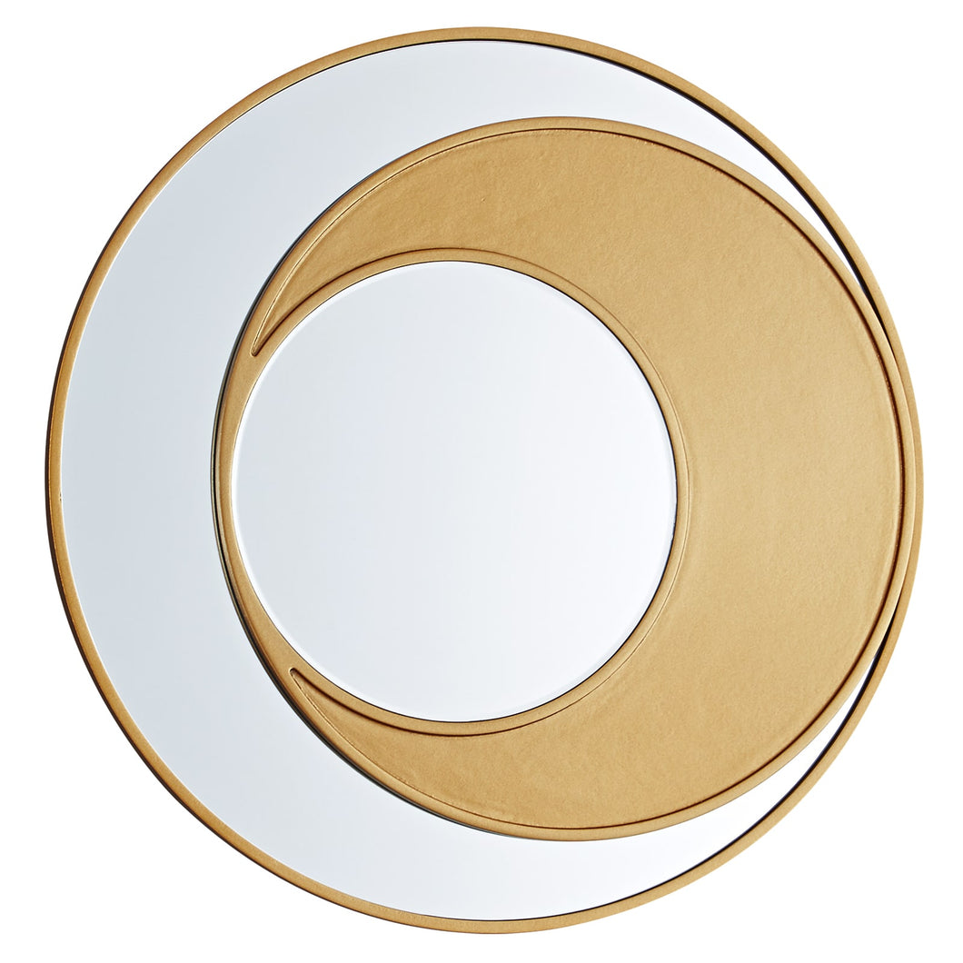 Round Mirror 60cm Wall Hanging Gold Edge Half Moon Hallway Bathroom Bedroom