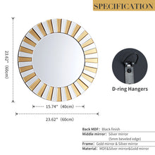 Load image into Gallery viewer, Round Mirror 60cm Gold Silver Wall Hanging Beveled Edge Hallway Bathroom Bedroom
