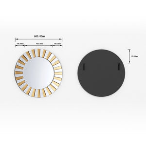 Round Mirror 60cm Gold Silver Wall Hanging Beveled Edge Hallway Bathroom Bedroom