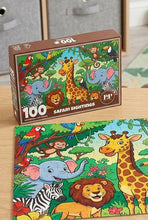 Load image into Gallery viewer, Safari Sightings Jigsaw Puzzle Art 100 Pieces Animals Birds Jungle Children
