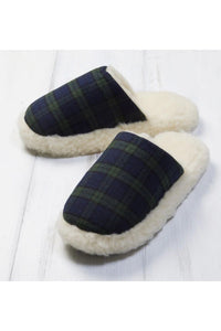 Men's Slippers Flannel Green Tartan Blackwatch Lambswool Slip On Irish Gift