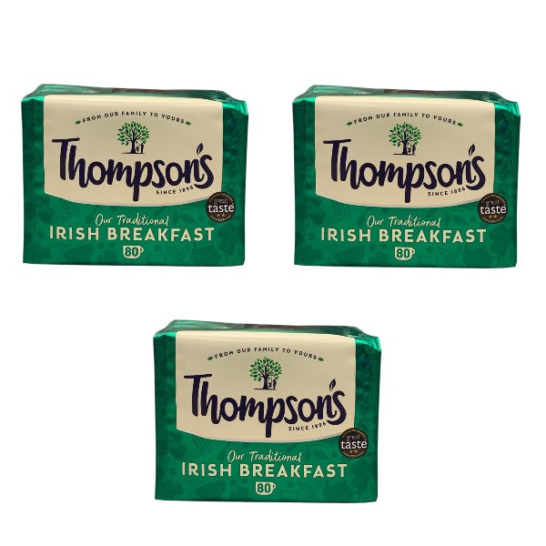x3 Thompsons Irish Breakfast Tea Blend 80 Teabags Traditional 250g Ireland Gift