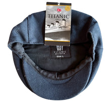 Load image into Gallery viewer, Titanic 1912 Flat Cap Navy Plain White Star Line Hats Size Large 61cm
