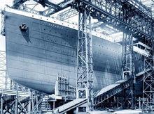 Load image into Gallery viewer, Titanic Gantry Tea Towel 70% Cotton 30% Linen Belfast Shipyard White Star Line
