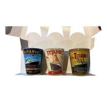 Load image into Gallery viewer, Shot Glasses Small Vintage Collection Souvenir Titanic Poster Design Pack of 3
