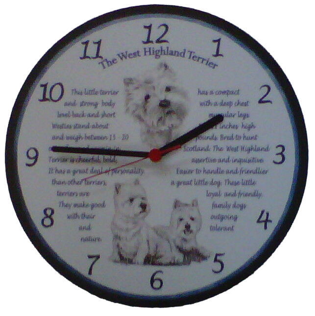 West Highland Terriers Battery Operated Wall Clock Westies Dogs