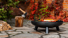 Load image into Gallery viewer, Bali Garden Fire Bowl and Round Grate Natural Steel Cook King Handmade in EU
