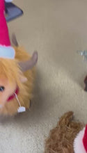Load and play video in Gallery viewer, Highland Cow Singing Dancing Christmas Stuffed Animal Funny Jingle Bells Gift
