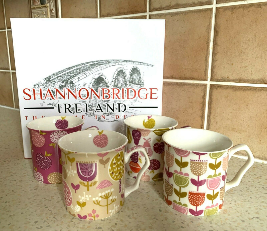 Orchard 4-Piece China Mugs Gift Set Boxed