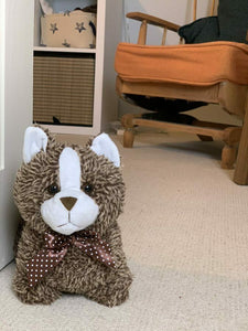 Furry Brown and White Cat Soft Doorstop