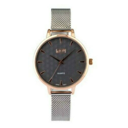 Ladies Grey PU Slim Strap with Matching Dial Wrist Watch