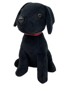 Furry Dog Soft Doorstop Black Fabric Novelty Animal Door Stopper