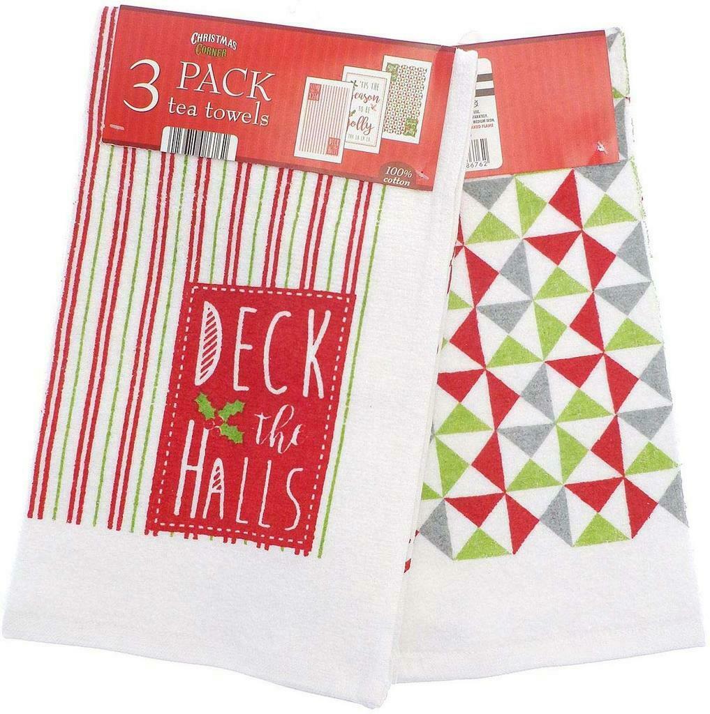 Kitchen Tea Towels 100% Cotton 3 in a Pack