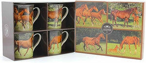 Horses Fine China Mugs Set of 4 Boxed Equine