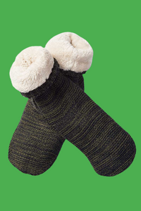 Donegal Wool Socks Knitted Fleece Lined Non Slip Unisex Irish Blackberry