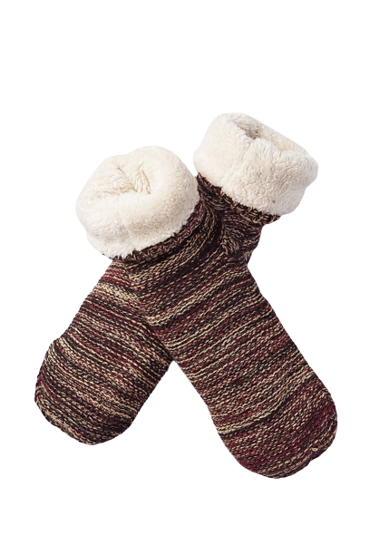 Donegal Wool Socks Knitted Fleece Lined Non Slip Unisex Purple Heather