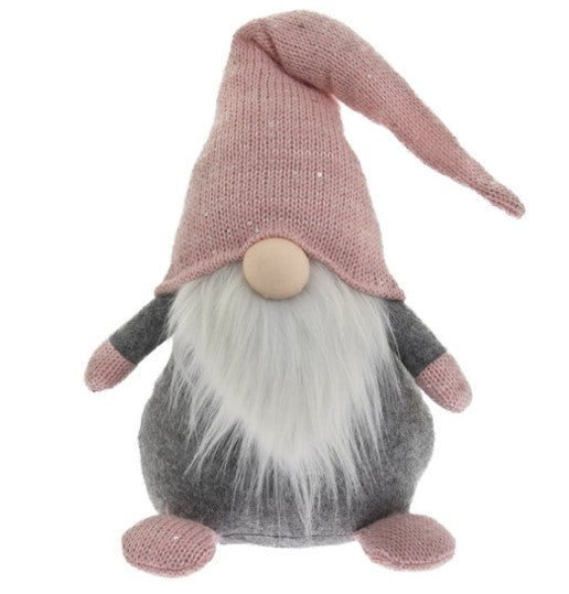 Furry Pink and Grey Gnome LED Light Up Doorstop