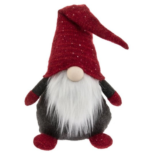 Furry Red and Grey Gnome LED Light Up Doorstop