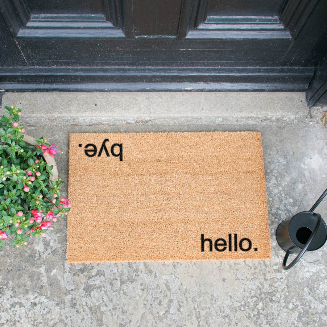 Natural Coir Doormat Hello and Bye
