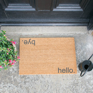 Natural Coir Doormat Hello and Bye