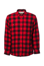 Load image into Gallery viewer, Men’s Fleece Lined Shirt Collar 100% Cotton Red Black Check Long Sleeve Relaxed
