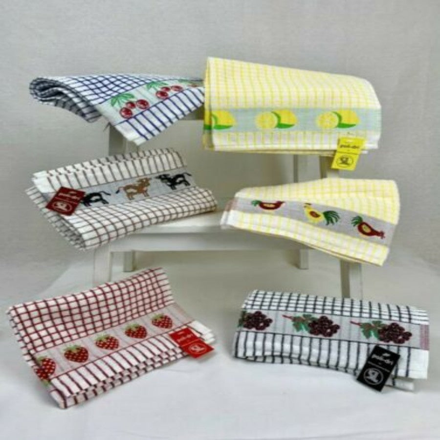 Poli Dri Jacquard 100% Cotton Tea Towels Assorted Designs Lamont Set of 6