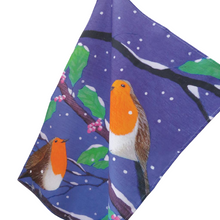 Load image into Gallery viewer, Snowy Robins Cotton Tea Towel
