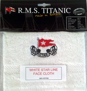 White Star Line RMS Titanic Embroidered 100% Cotton Face Cloth