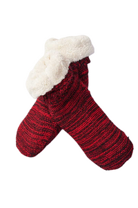 Donegal Wool Socks Knitted Fleece Lined Non Slip Unisex Fuchsia